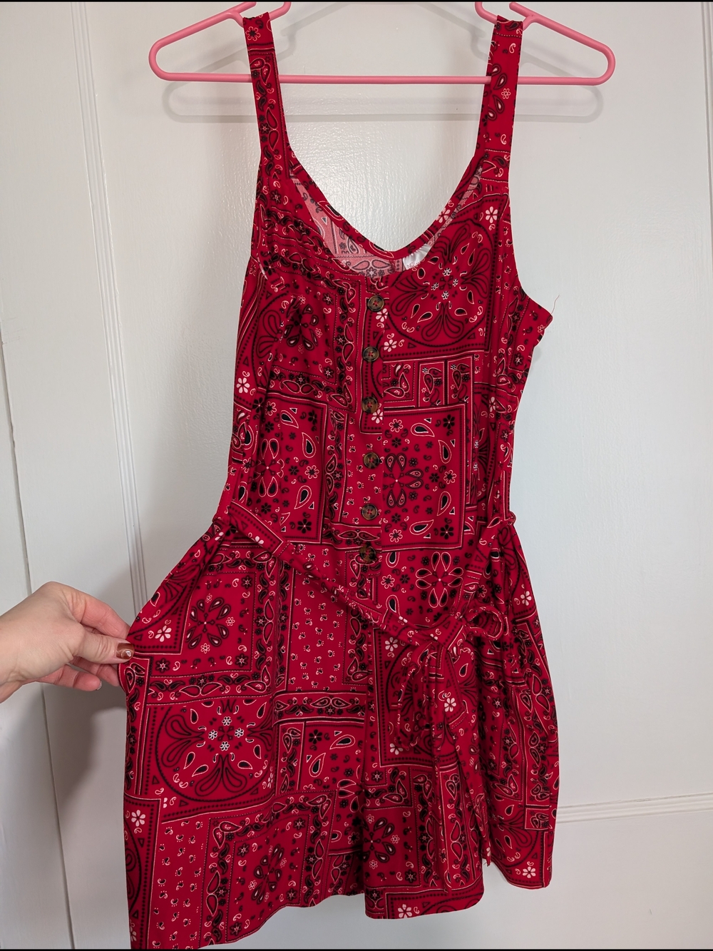 No Boundaries Red Bandana Print Mini Dress